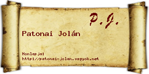 Patonai Jolán névjegykártya