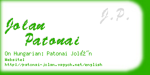 jolan patonai business card